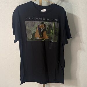 Disney The Lion King- “Iam surrounded by idiots” Graphic Tee- Black- Large - NEW